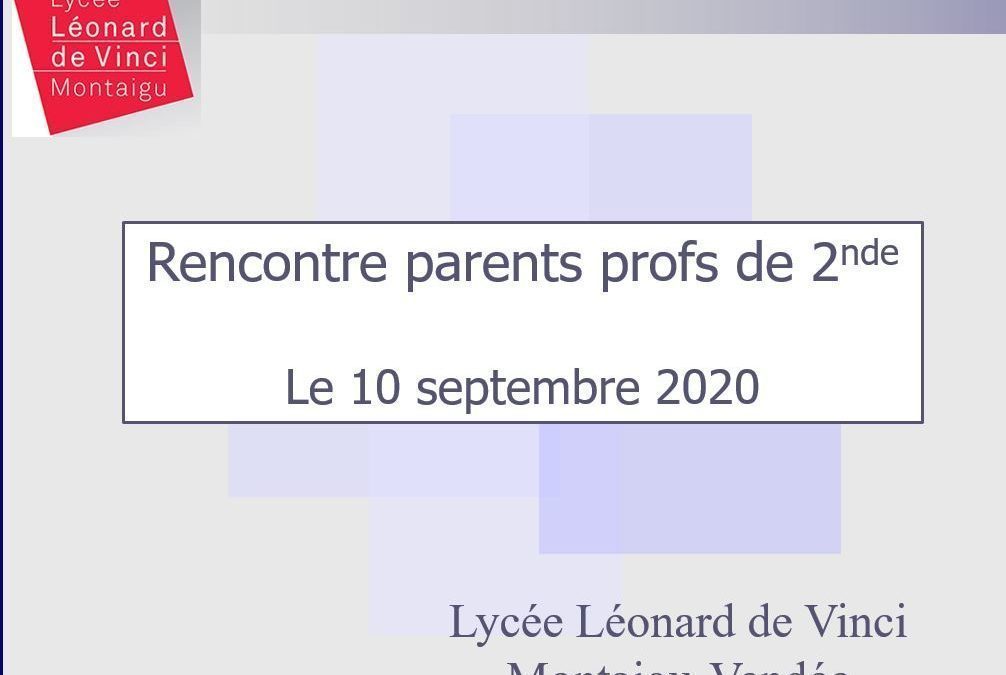 Support de présentation réunion de parents 10 septembre